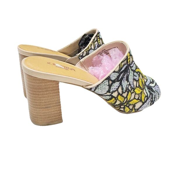 Crown Vintage Clara Floral Lace Peep-Toe Block Heel Mules Sandals Sz 8 - Picture 6 of 11